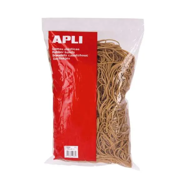 Apli Goma Elástica Marrón Caucho 100x2mm 100gr para Papelería
