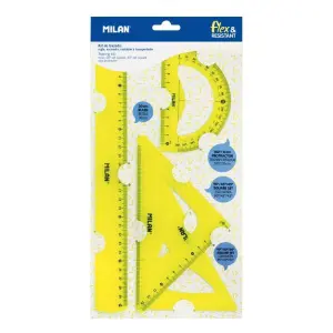 Milan Reglas Flex&Resistant 30 cm Amarillo Translúcido Kit 4 Piezas