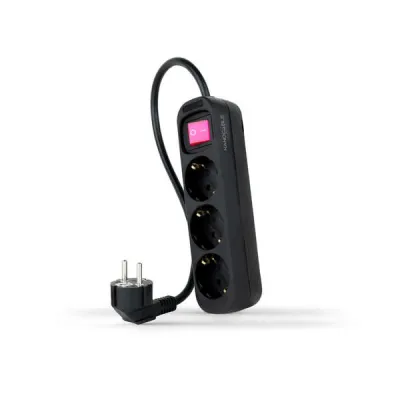 Nanocable Regleta 3 Tomas con Interruptor Negro