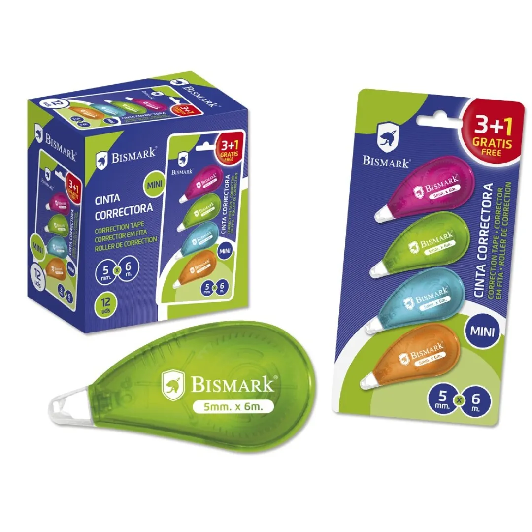 BISMARK CINTA CORRECTORA MINI 5MMX6M NEÓN -BLISTER-