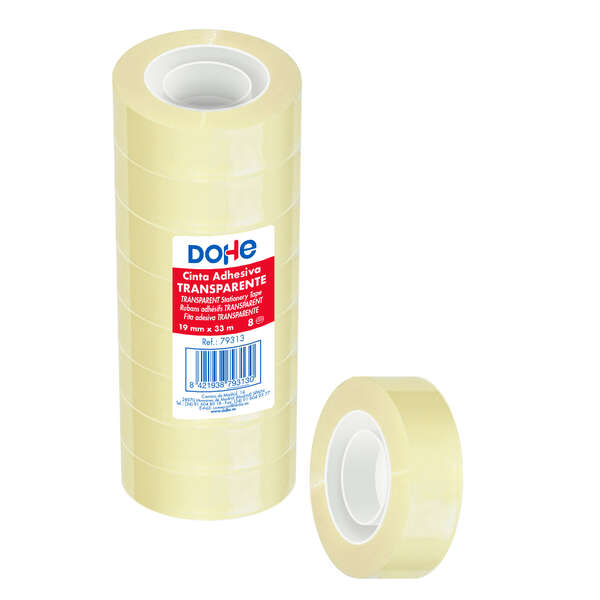Dohe Pack De 8 Cintas Adhesivas Transparente De Polipropileno 19Mm X 33M