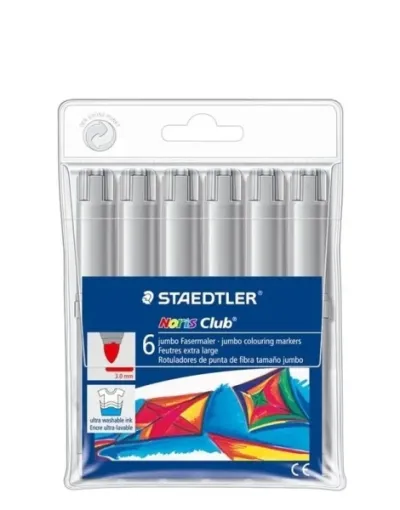 Staedtler Noris Jumbo 340 Pack de 6 Rotuladores Jumbo Punta de Fibra 3mm Color Gris