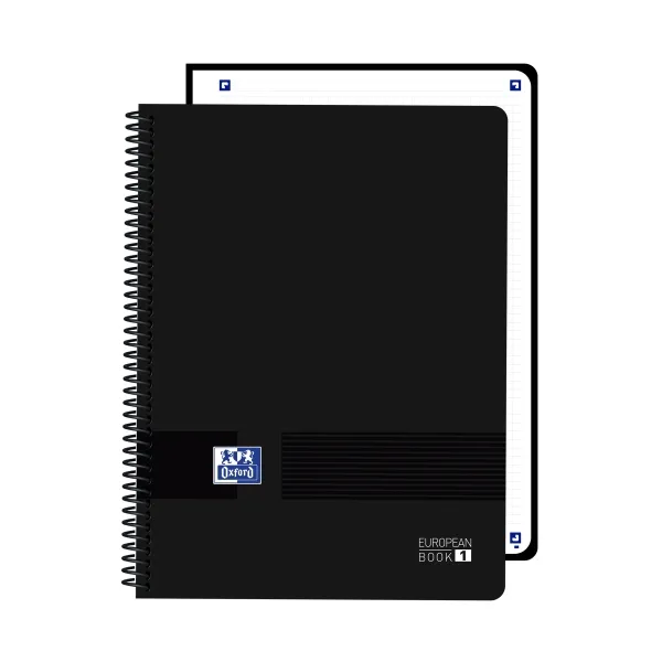 Oxford Live And Go Cuaderno De Espiral - Formato A4+ - 80 Hojas - Cuadricula 5X5Mm - Tapa De Plastico - Digitalizacion De Textos Con App - Color Negro