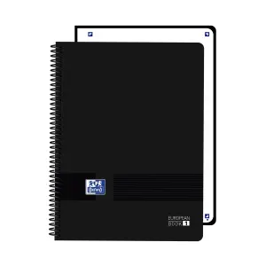 Oxford Cuaderno de Espiral A4+ 80 Hojas Cuadricula 5x5mm Tapa Plástica Negro