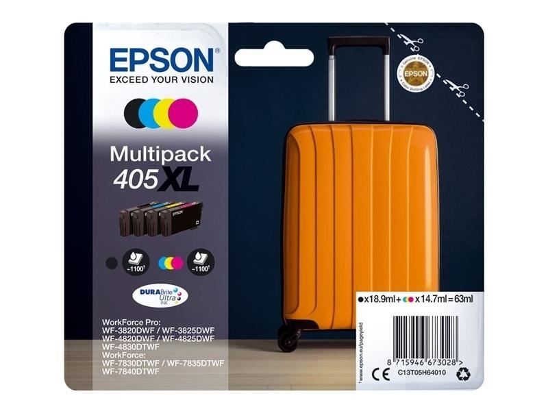 Epson Tinta Multipack Bk / C / M / Y Workforce Pro Wf-3820Dwf, 3825Dwf, 4820Dwf, 4825Dwf, 4830Dwf, 7830Dtwf, 7835Dtwf, 7840Dtwf - Nº 405Xl (Pack 4)