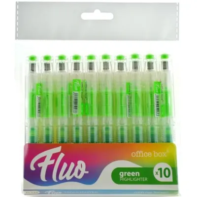 Office Box Marcador Fluorescente Fluo Recargable Verde Pack 10 Ud