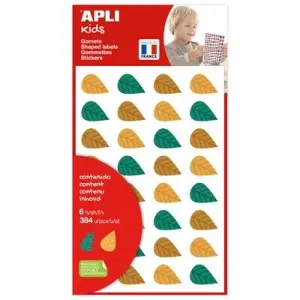 Apli Gomets Removibles Hojas de Árboles 384 Unidades 6 Hojas Surtidas