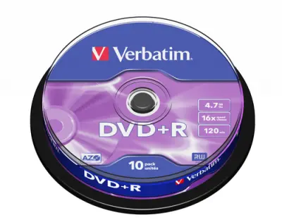 Verbatim DVD+R 4.7GB 16X 10 Pack Spindle Superficie Mate Plata