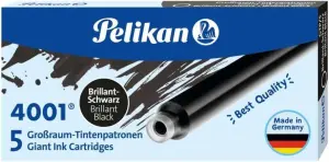 Pelikan 4001 GTP/5 Cartuchos Largos de Tinta Negra Compatible con Plumas Estilográficas