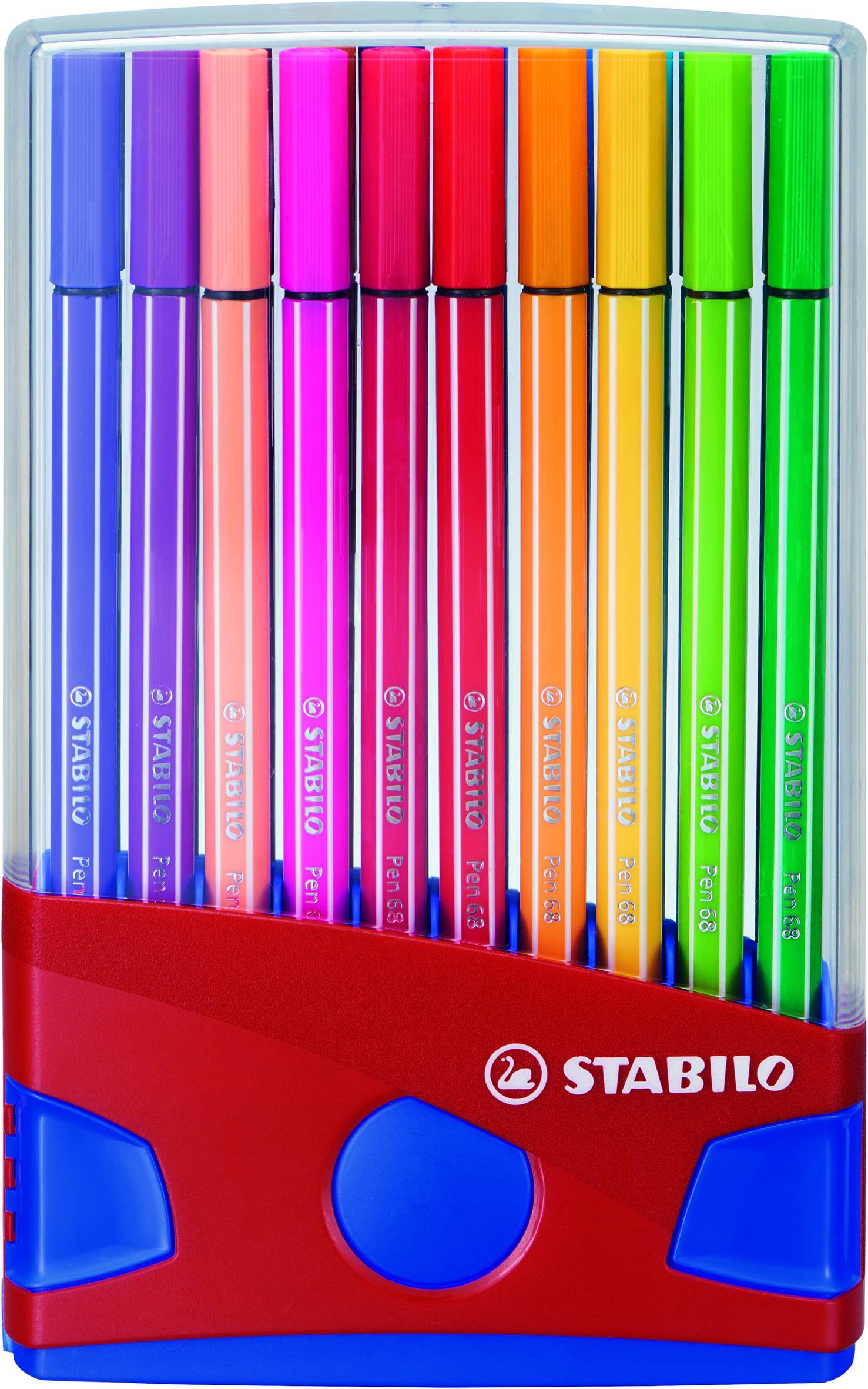 Stabilo Rotulador Pen 68 Colores Surtidos Estuche Parade Rojo 20 Ud