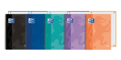 Oxford Cuaderno A4+ 80 Hojas Microperforadas Cuadricula 5x5mm Tapa Plástica Translucida Colores Surtidos