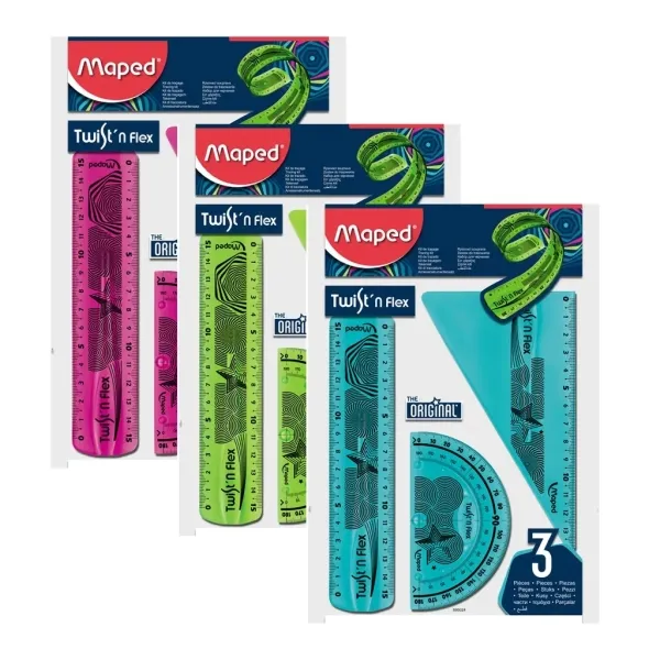 Maped Reglas Twist'n Flex Original 15cm Kit 3 Piezas Surtidas