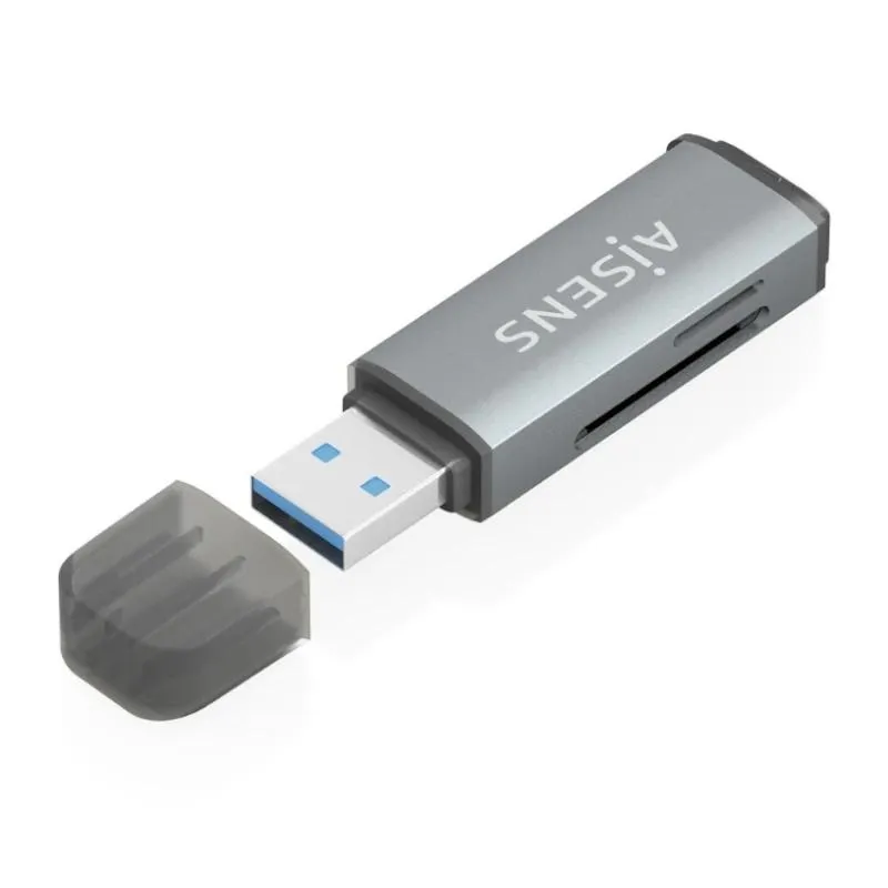 Aisens Lector de Tarjetas USB-A 3.1 Gen1 Compatible con SD, Micro SD, MMC - Gris