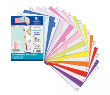 Oxford Separadores 10 Posiciones A4 Pp 500 Micras Colores