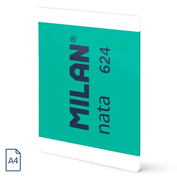 Milan Nata 624 Libreta A4 Cuadricula 5x5mm - 48 Hojas 95 gr/m2 - Color Verde