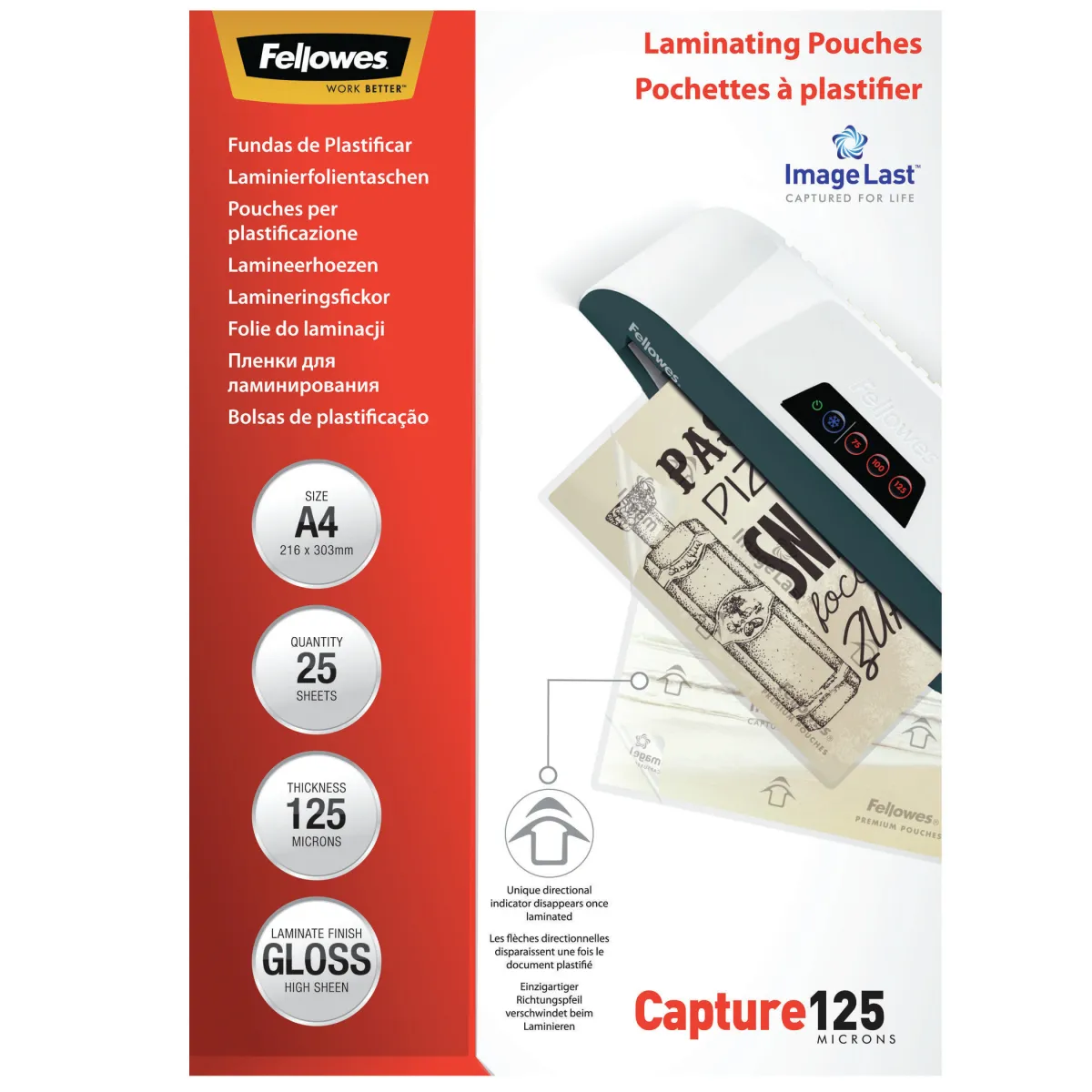 Fellowes Fundas De Plastificar 125 Micras A4 Brillo Pack 25 Unidades