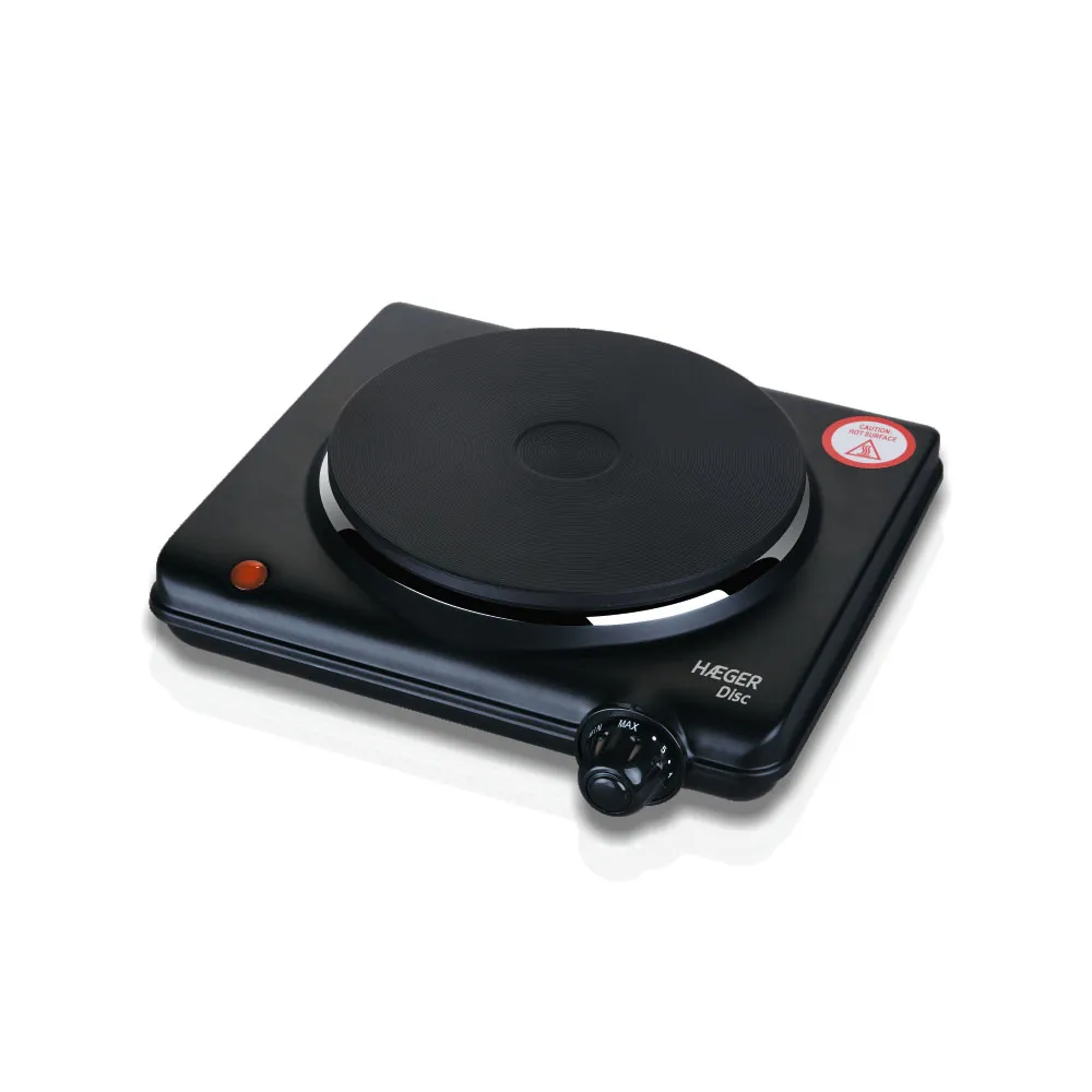 PLACA ELECTRICA HAEGER DISC 1500W 1 FOGON 165mm TERMOSTATO COLOR NEGRO 