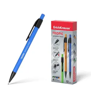 ErichKrause Tropic Portaminas Retráctil Soft Touch 0.5mm Negro HB con Borrador