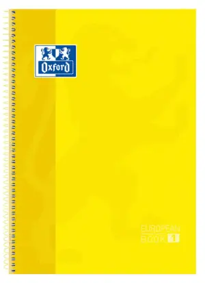 Oxford Cuaderno Espiral A4+ Cuadriculado 5x5mm - 80 Hojas - Tapa Dura Amarillo