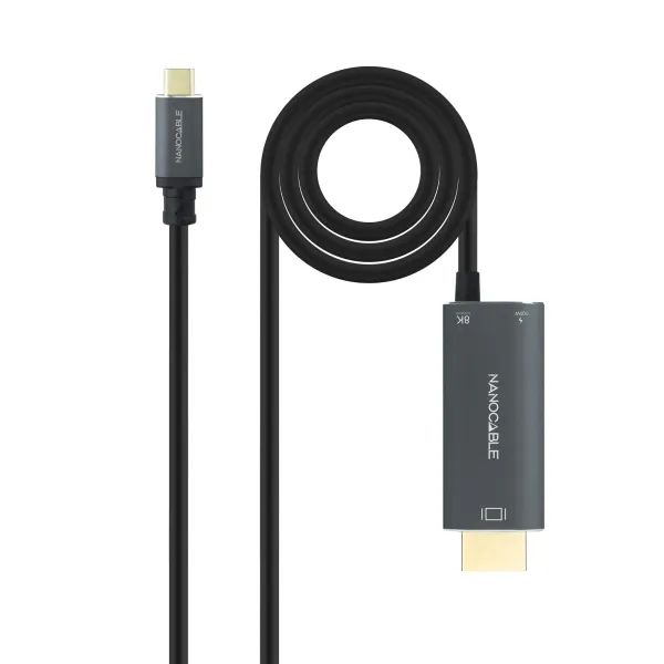 Nanocable Cable Adaptador Usb-C A Hdmi - Longitud 1.8M - Resolucion 8K - Carcasa Metalica De Aluminio - 195X230X20Mm - Color Gris Oscuro