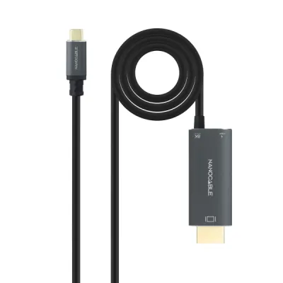 Nanocable Adaptador USB-C a HDMI 1.8m 8K Carcasa Metálica Gris Oscuro