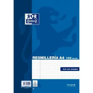 Oxford Recambio Classic 100H A4 Sueltas 90gr 4x4mm Con Margen Azul