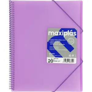 Grafoplás Carpeta Espiral A4 con 20 Fundas PP Rígido Translúcido Lavanda Soft