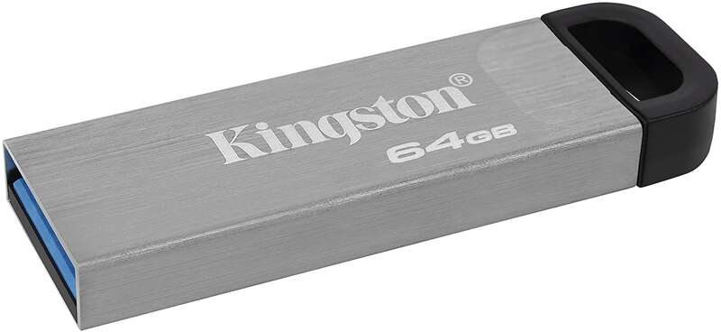 Kingston Datatraveler Kyson Memoria Usb 64Gb - 3.2 Gen 1 - 200 Mb/S En Lectura - Diseño Metalico - Color Plata (Pendrive)
