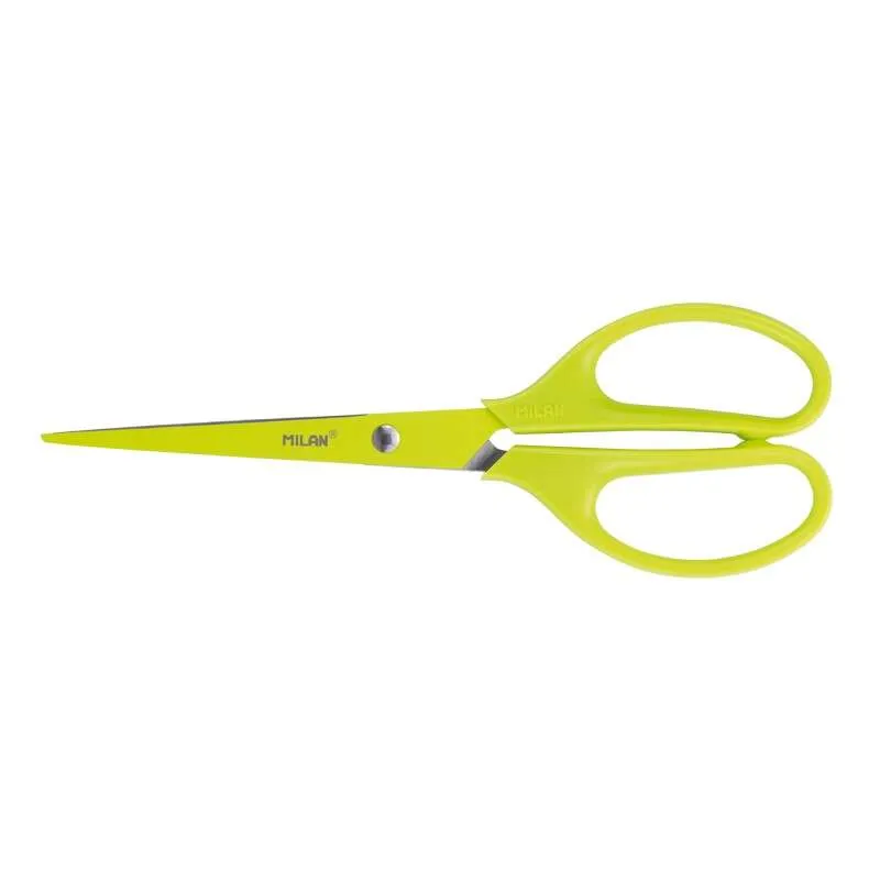 Milan Tijeras de Oficina Acid con Cuchilla de Acero Inoxidable, Mango Simétrico, 17cm, Amarillo