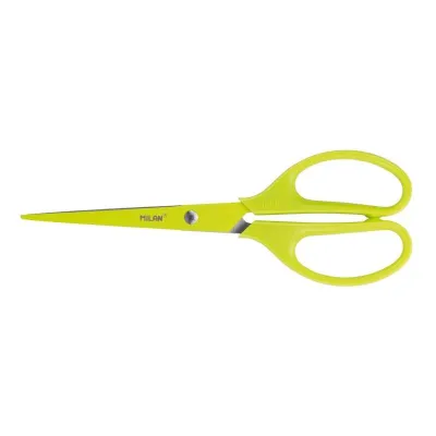 Milan Tijeras de Oficina Acid con Cuchilla de Acero Inoxidable, Mango Simétrico, 17cm, Amarillo