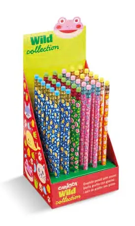 Carioca Wild Collection Expositor con 36 Lápices HB y Goma de Animales Coloridos