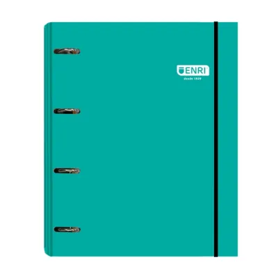 Enri Carpeta de Anillas A4+ con Recambio 100 Hojas 80gr Cuadricula 5x5 Verde Azulado