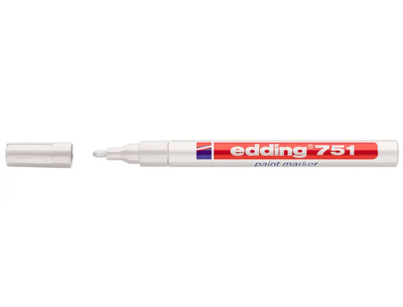 Edding 751 Rotulador Permanente - Punta Redonda - Trazo Entre 1 Y 2 Mm. - Tinta Opaca - Secado Rapido - Color Blanco
