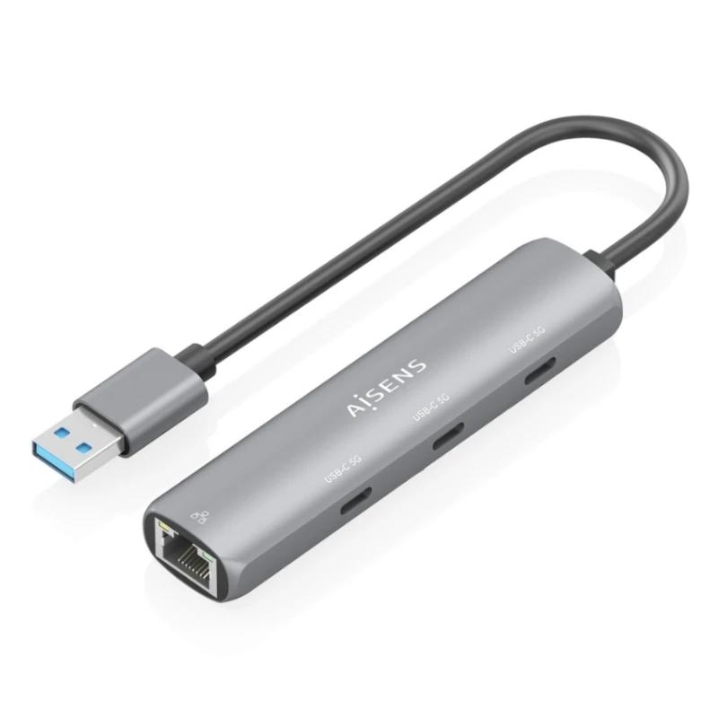 Aisens Usb-A 3.0 Dock A Rj45 Hub 3Xusb-C 15Cm
