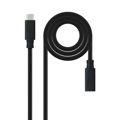 Nanocable Cable Prolongador USB-C 3.2 Macho a Hembra - Gen2x2 20Gbps - 100W 5A - 4K 60Hz - 1.5m - Negro