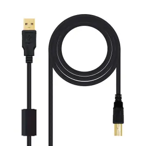 Nanocable Cable de Impresora USB-B 2.0 Macho a USB-A Macho 3m con Ferrita