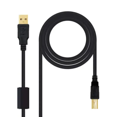 Nanocable Cable de Impresora USB-B 2.0 Macho a USB-A Macho 3m con Ferrita