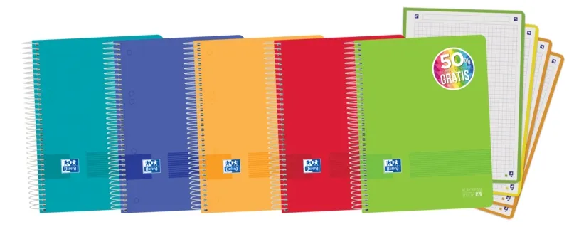 Oxford Live & Go A5+ Europeanbook - Tapa Plástica - 120 Hojas - Colores Surtidos