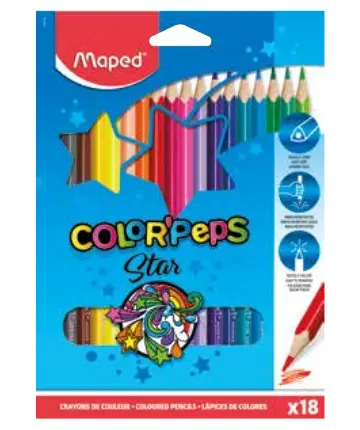 Maped Color'Peps Star Pack 18 Lápices de Colores Triangulares Mina Suave FSC