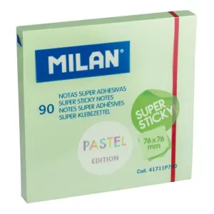 Milan Bloc de 90 Notas Super Adhesivas Removibles 76mm x 76mm Color Verde Pastel