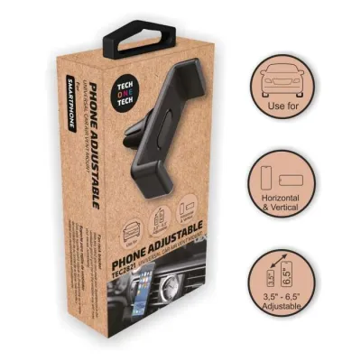 TechOneTech Soporte de Coche para Smartphones de 3.5" hasta 6.5" - Mecanismo de Pinza - Posicion Horizontal y Vertical - Fijacion a Salida de Ventilacion