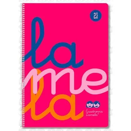Lamela Cuaderno Espiral 80H Folio 90Gr Cuadrovía 5Mm C/Margen Cubierta Pp Rosa Fluorescente