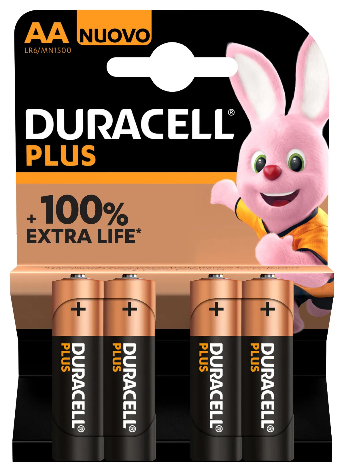 Duracell MN1500B4 Pilas Alcalinas AA LR6 1.5V Plus Power (4 unidades)