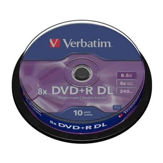 Verbatim Dvd+R Doble Capa, 8.5Gb, 8X, 10 Pack Spindle, Superficie Matt Silver