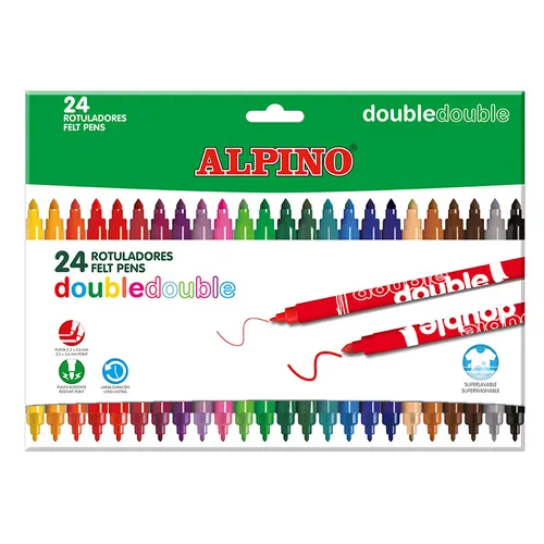 Alpino Rotuladores Double Doble Punta Fina/Gruesa Estuche 24 C/Surtidos