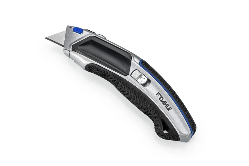 Dahle 10891 Profesional Heavy Duty Cuter Con Cuchilla Trapezoidal De Acero Al Carbono Sk5 - Guia Automatica - Cuerpo Metalico - Mango Ergonomico Con Agarre De Goma