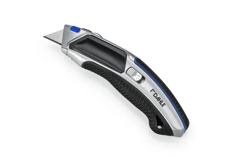 Dahle 10891 Profesional Heavy Duty Cuter Con Cuchilla Trapezoidal De Acero Al Carbono Sk5 - Guia Automatica - Cuerpo Metalico - Mango Ergonomico Con Agarre De Goma