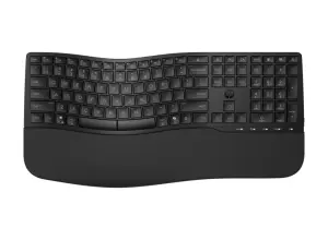 HP 685 Teclado Inalámbrico Ergonomico Dual-Mode Bluetooth 5.3 + 2.4GHz, Reposamuñecas Acolchado, 23 Teclas Programables, Autonomía Hasta 36 Meses, Color Negro
