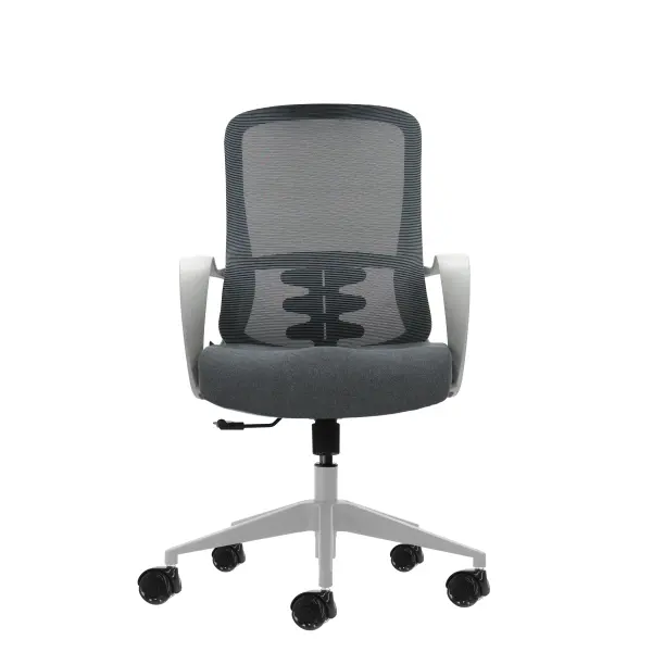 Oqonos Cherg 009 Silla de Oficina Ergonomica con Respaldo de Malla, Soporte Lumbar y Ruedas de Silicona - Gris