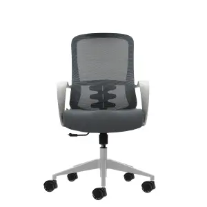 Oqonos Cherg 009 Silla de Oficina Ergonomica con Respaldo de Malla, Soporte Lumbar y Ruedas de Silicona - Gris